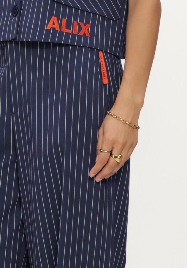 ALIX THE LABEL Dames Broeken Ladies Woven Striped Barrel Pants Donkerblauw - Foto 3