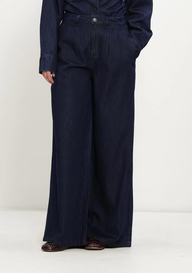 ALIX THE LABEL Dames Broeken Ladies Woven Wide Leg Denim Pants Donkerblauw