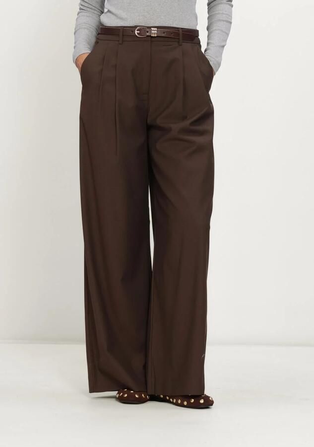 ALIX THE LABEL Dames Broeken Ladies Woven Wide Leg Pants Bruin