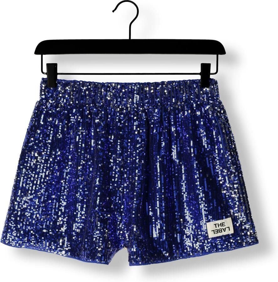 Alix the Label wide leg regular waist casual short blauw met pailletten
