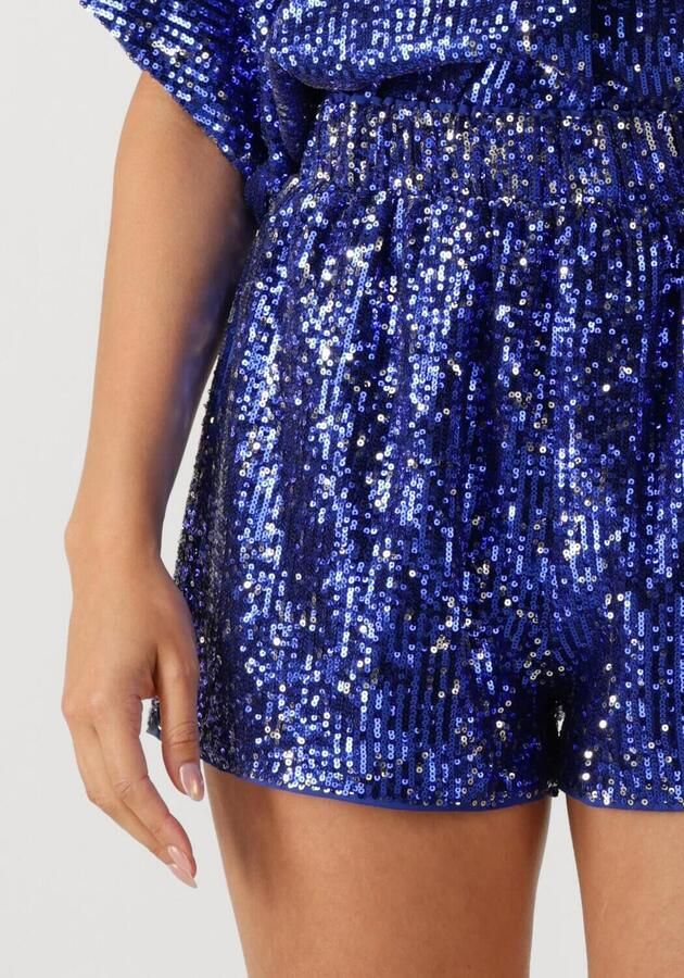Alix the Label wide leg regular waist casual short blauw met pailletten - Foto 3