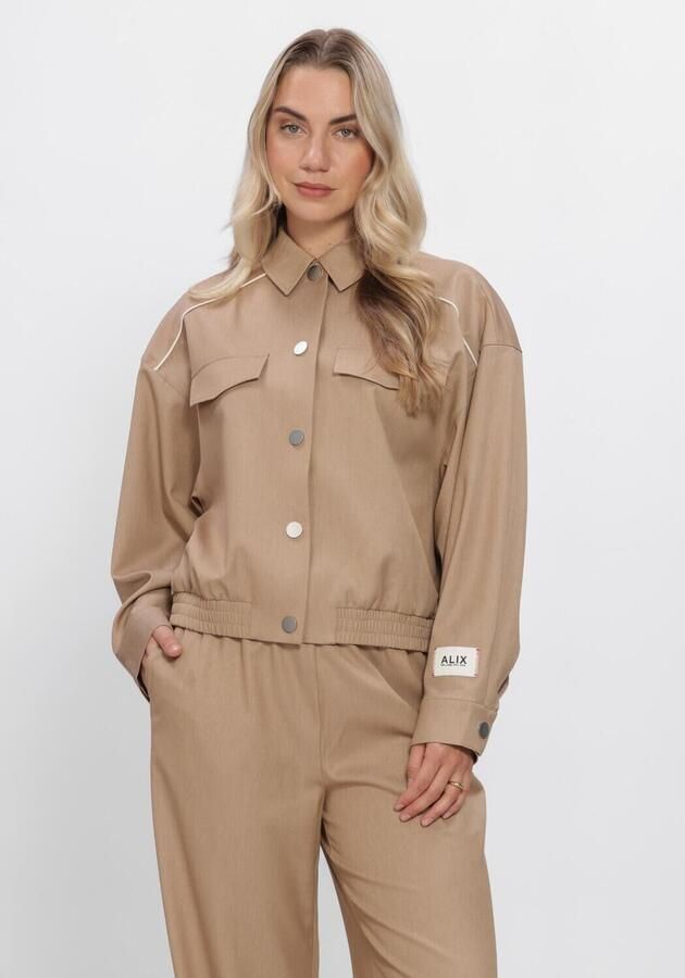 ALIX THE LABEL Dames Jassen Ladies Woven 2 Tone Jacket Camel