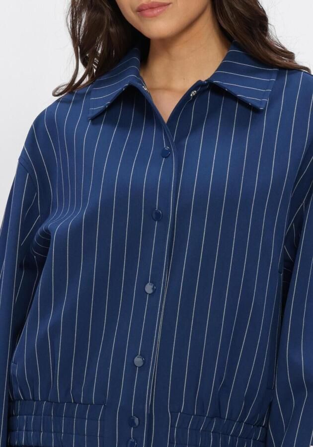 ALIX THE LABEL Dames Jassen Ladies Woven Clean Striped Bomber Donkerblauw - Foto 3