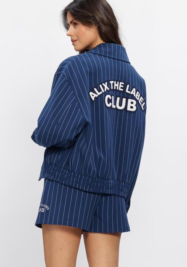 ALIX THE LABEL Dames Jassen Ladies Woven Clean Striped Bomber Donkerblauw - Foto 2