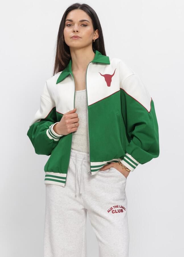 ALIX THE LABEL Dames Jassen Ladies Woven Colourblocking Bomber Groen