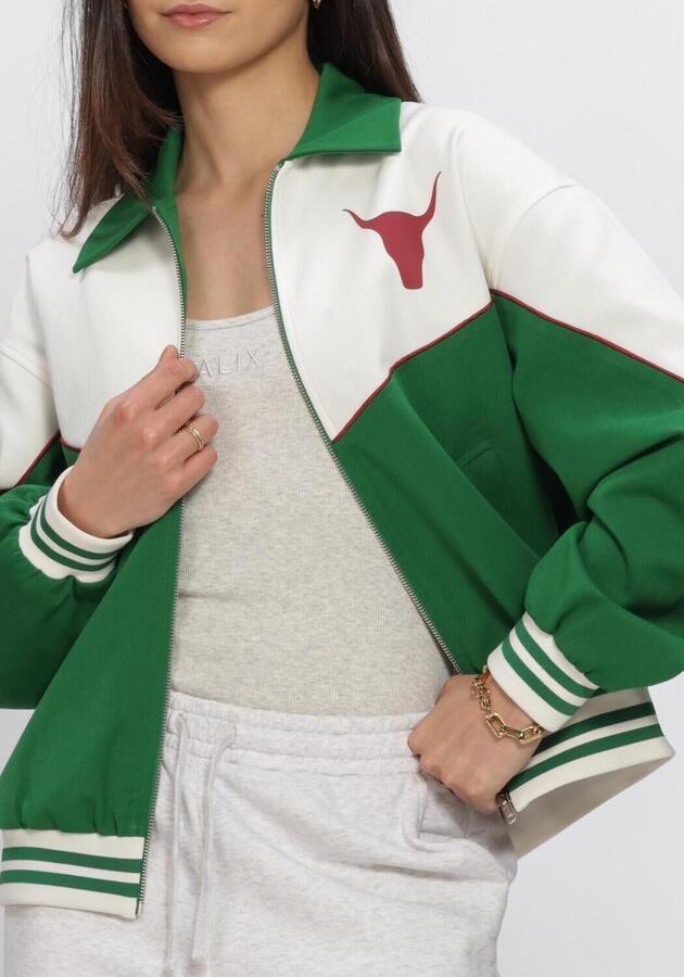 ALIX THE LABEL Dames Jassen Ladies Woven Colourblocking Bomber Groen - Foto 3
