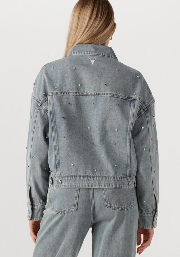 ALIX THE LABEL Dames Jassen Ladies Woven Embellished Denim Jacket Blauw - Foto 2