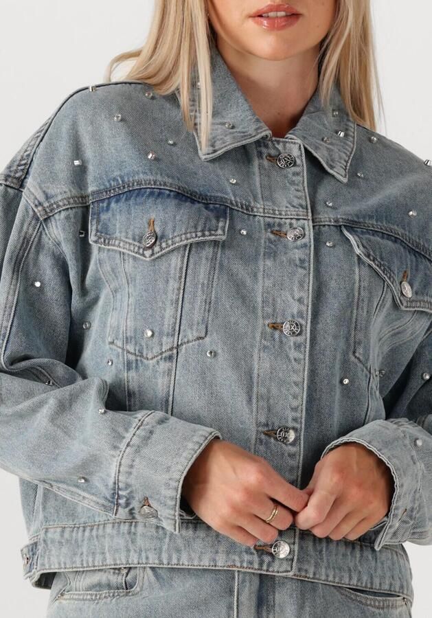 ALIX THE LABEL Dames Jassen Ladies Woven Embellished Denim Jacket Blauw - Foto 3