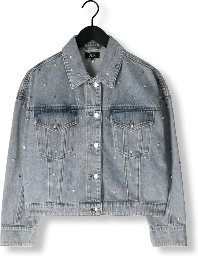 ALIX THE LABEL Dames Jassen Ladies Woven Embellished Denim Jacket Blauw