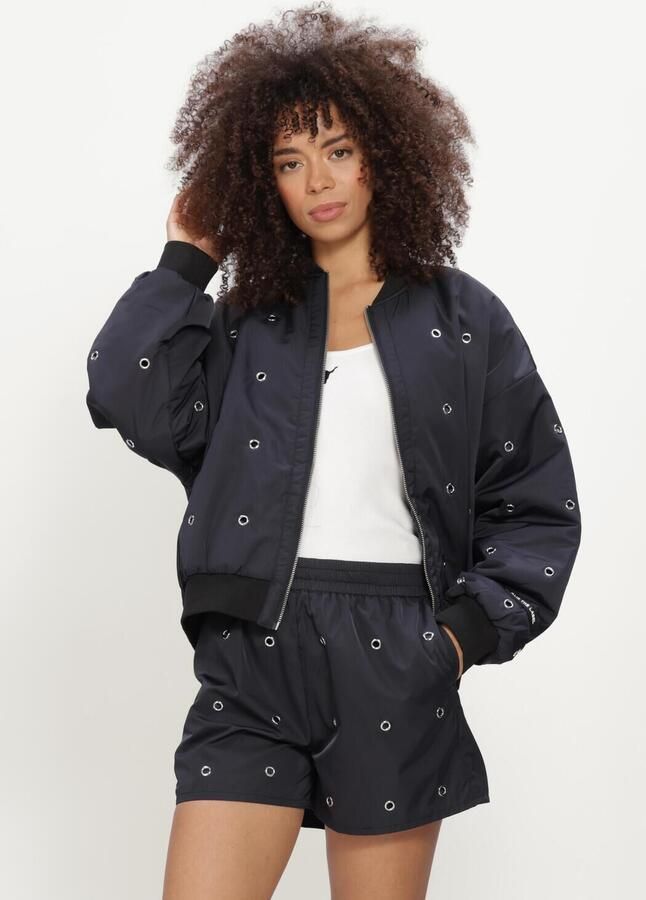 ALIX THE LABEL Dames Jassen Ladies Woven Eyelet Bomber Zwart