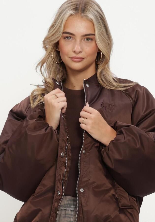 ALIX THE LABEL Dames Jassen Ladies Woven Nylon Jacket Bruin - Foto 4