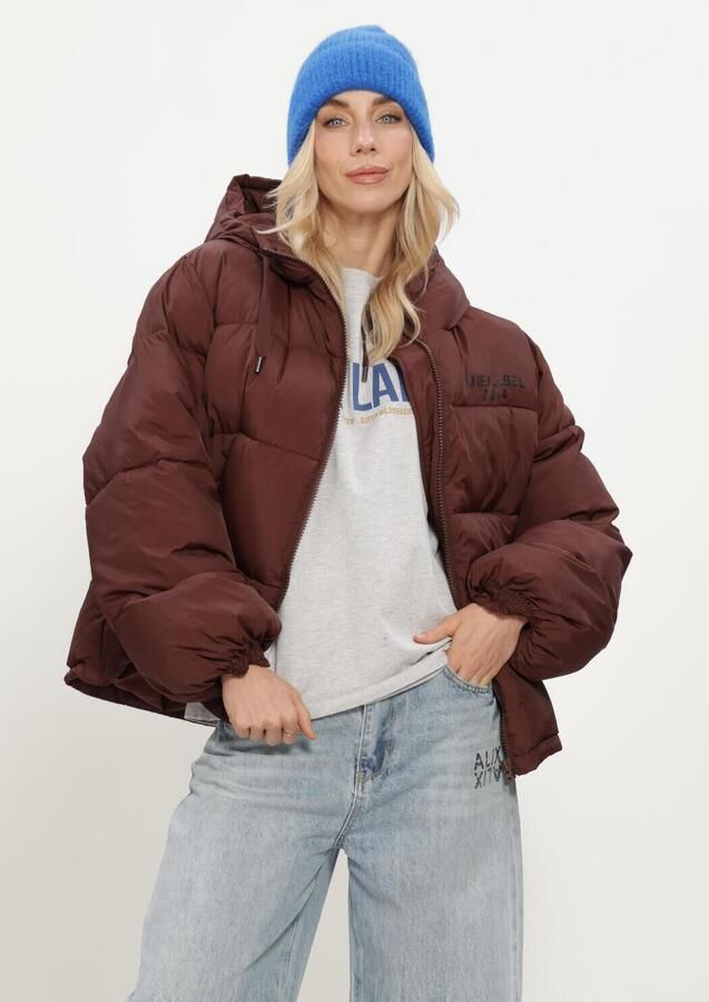 ALIX THE LABEL Dames Jassen Ladies Woven Puffer Coat Bruin