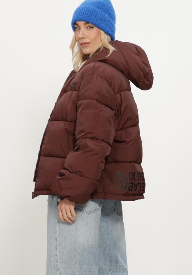ALIX THE LABEL Dames Jassen Ladies Woven Puffer Coat Bruin - Foto 3