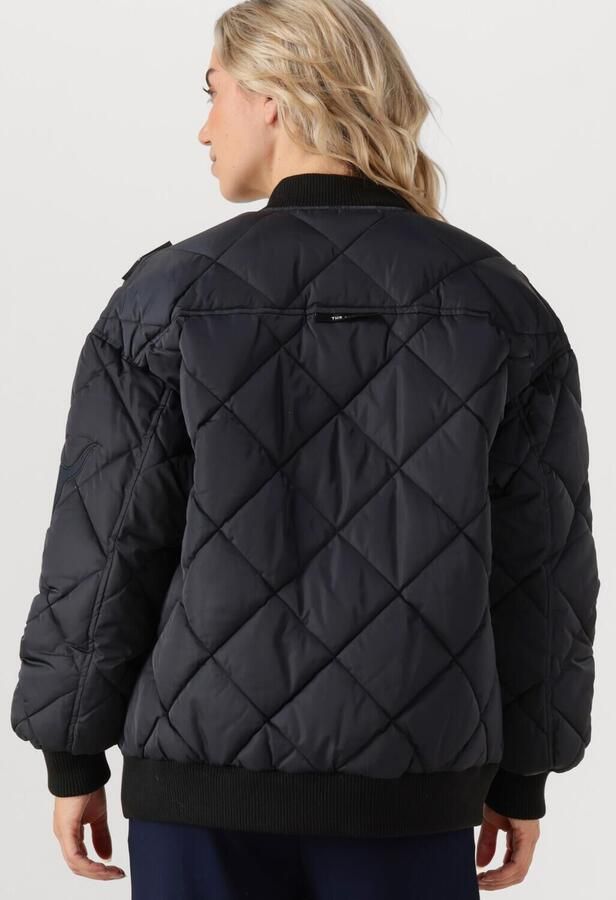 ALIX THE LABEL Dames Jassen Ladies Woven Quilted Bomber Donkerblauw - Foto 3