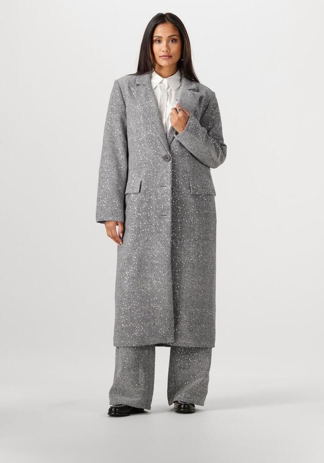 ALIX THE LABEL Dames Jassen Ladies Woven Sequin Long Blazer Zilver - Foto 4