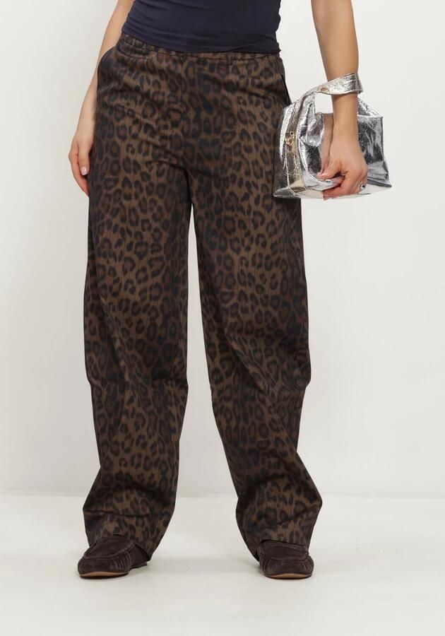ALIX THE LABEL Dames Jeans Ladies Woven Animal Barrel Pants Bruin