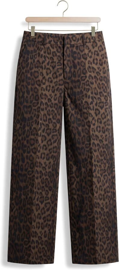 ALIX THE LABEL Dames Jeans Ladies Woven Animal Barrel Pants Bruin - Foto 4