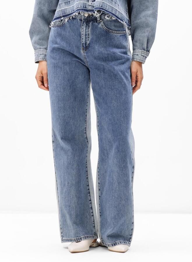 ALIX THE LABEL Dames Jeans Ladies Woven Mix Denim Pants Blauw