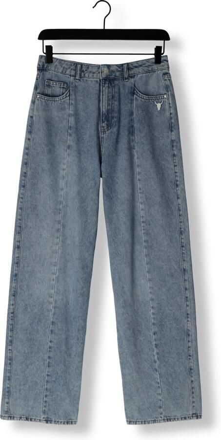 ALIX THE LABEL Dames Jeans Ladies Woven Soft Denim Wide Leg Pants Blauw - Foto 3