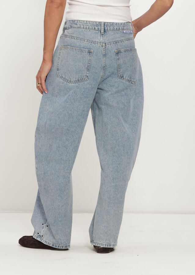 ALIX THE LABEL Dames Jeans Ladies Woven Studded Barrel Denim Pants Lichtblauw - Foto 2