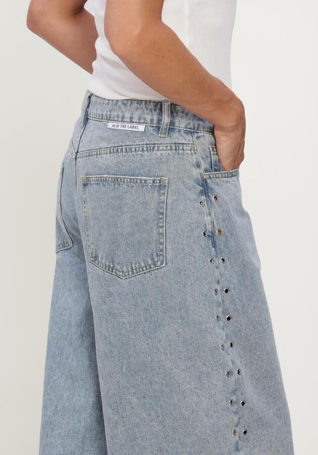 ALIX THE LABEL Dames Jeans Ladies Woven Studded Barrel Denim Pants Lichtblauw - Foto 3
