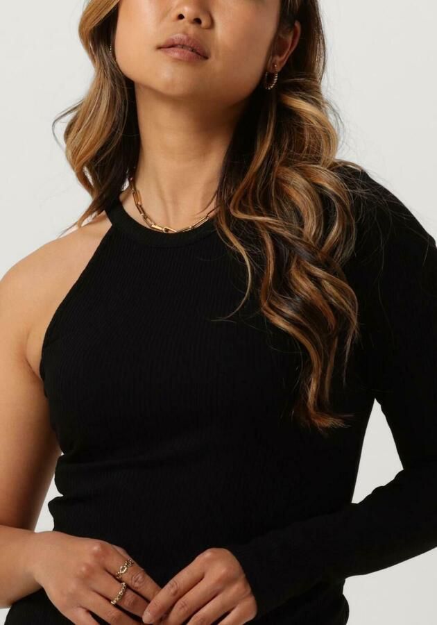 ALIX THE LABEL Dames Jurken Ladies Knitted Asymmetric Dress Zwart - Foto 2