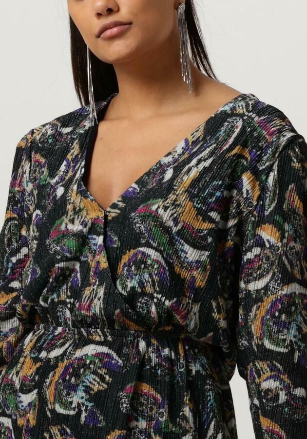 ALIX THE LABEL Dames Jurken Ladies Knitted Paisley Lurex Dress Zwart - Foto 2