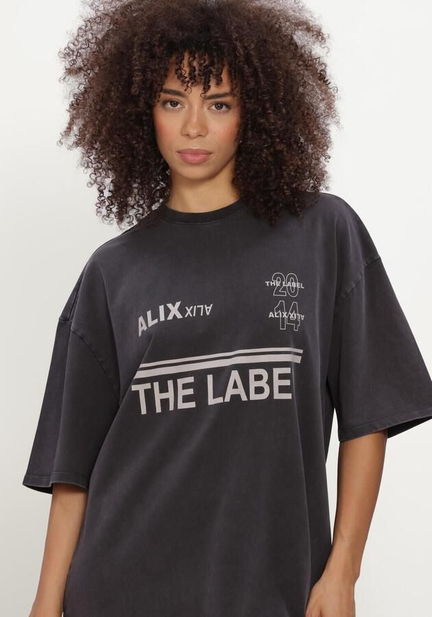 ALIX THE LABEL Dames Jurken Ladies Knitted Sleeveless Sporty T-shirt Dress Donkergrijs - Foto 3