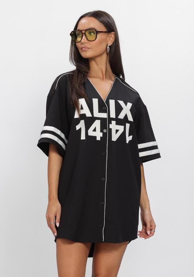 ALIX THE LABEL Dames Jurken Ladies Woven Baseball Shirt Dress Zwart