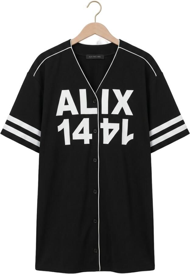 ALIX THE LABEL Dames Jurken Ladies Woven Baseball Shirt Dress Zwart - Foto 4