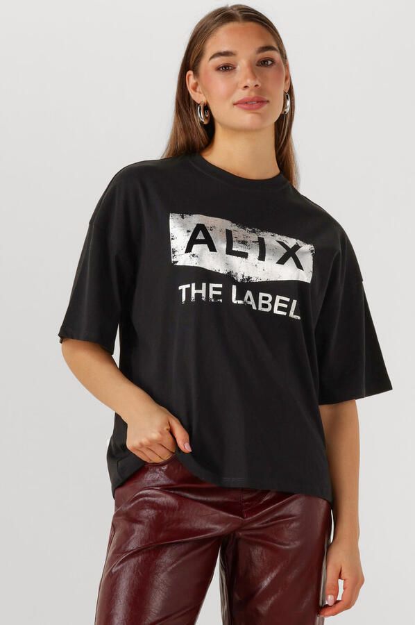 ALIX THE LABEL Dames Tops & T-shirts Foil Print T-shirt Zwart - Foto 4