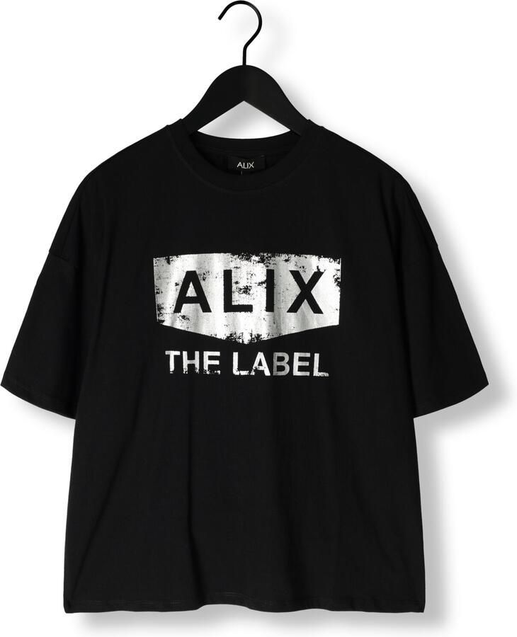ALIX THE LABEL Dames Tops & T-shirts Foil Print T-shirt Zwart