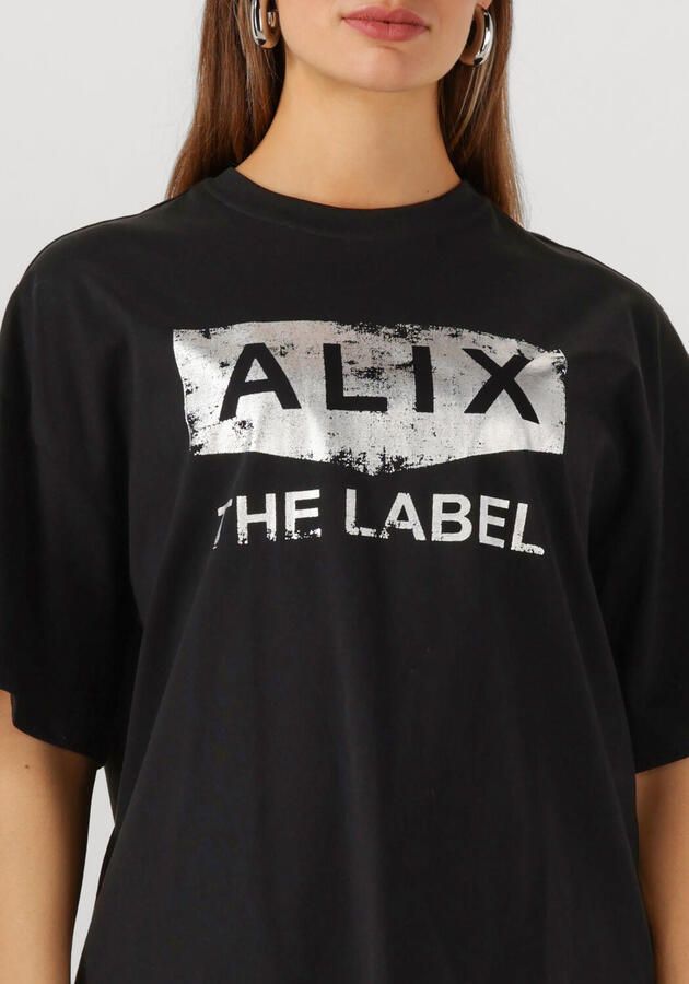 ALIX THE LABEL Dames Tops & T-shirts Foil Print T-shirt Zwart - Foto 3