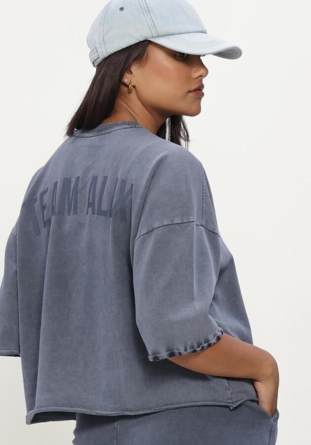 ALIX THE LABEL Dames Tops & T-shirts Ladies Knitted Cut Seam Sweat T-shirt Blauw - Foto 4