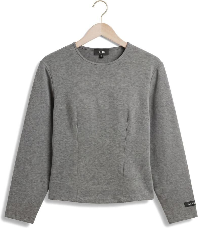 ALIX THE LABEL Dames Tops & T-shirts Ladies Knitted Fitted Balloon Sleeve Top Grijs - Foto 2