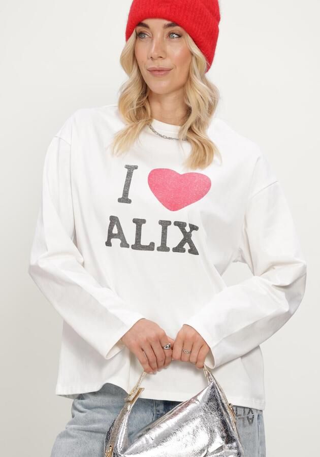 ALIX THE LABEL Dames Tops & T-shirts Ladies Knitted I Love Alix Longsleeve T-shirt Gebroken Wit - Foto 3