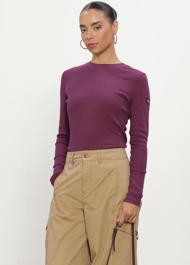ALIX THE LABEL Dames Tops & T-shirts Ladies Knitted Rib Longsleeve T-shirt Plum