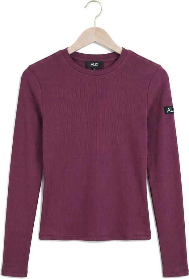ALIX THE LABEL Dames Tops & T-shirts Ladies Knitted Rib Longsleeve T-shirt Plum - Foto 4