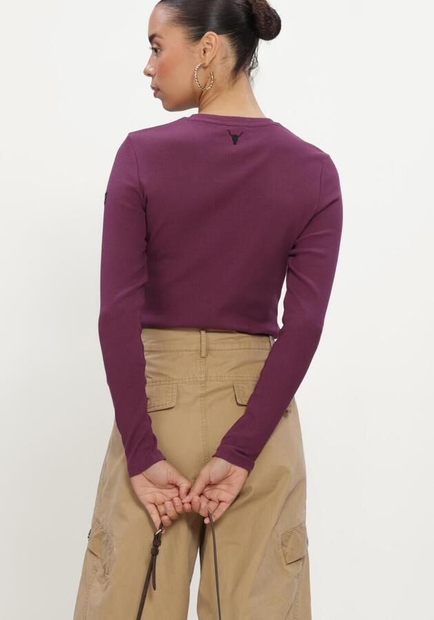 ALIX THE LABEL Dames Tops & T-shirts Ladies Knitted Rib Longsleeve T-shirt Plum - Foto 2