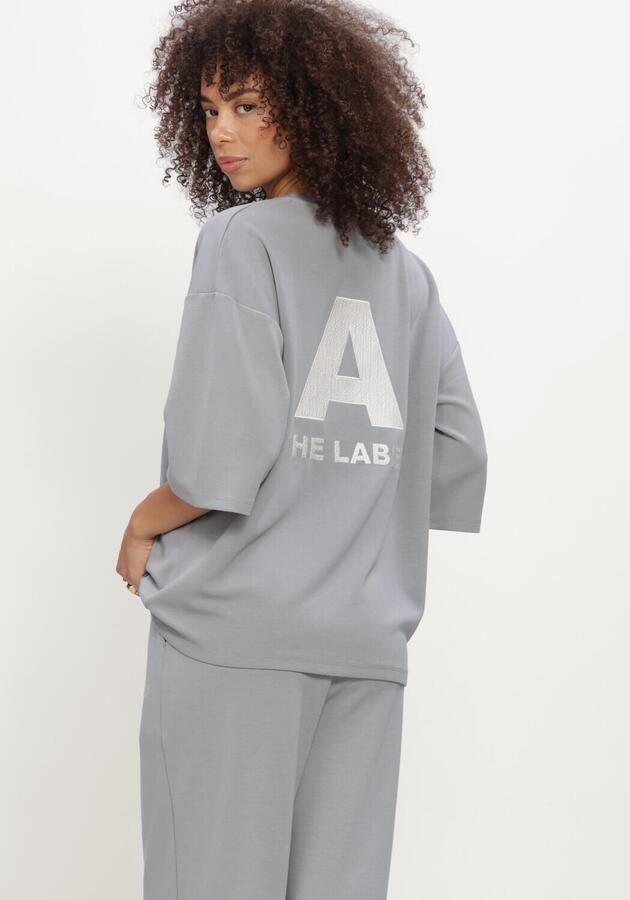 ALIX THE LABEL Dames Tops & T-shirts Ladies Knitted Scuba V-neck Top Lichtgrijs - Foto 3