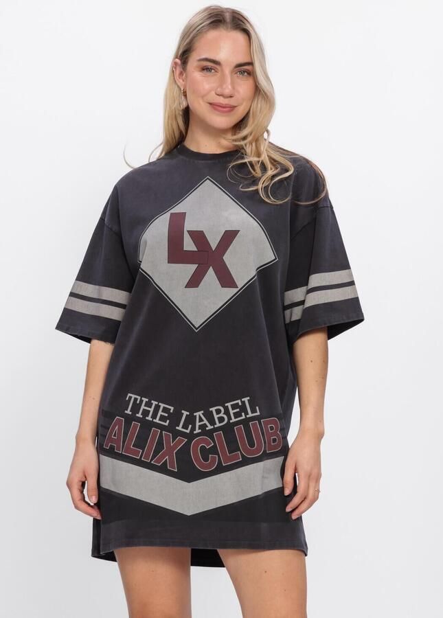 ALIX THE LABEL Dames Tops & T-shirts Ladies Knitted Sporty T-shirt Dress Donkergrijs