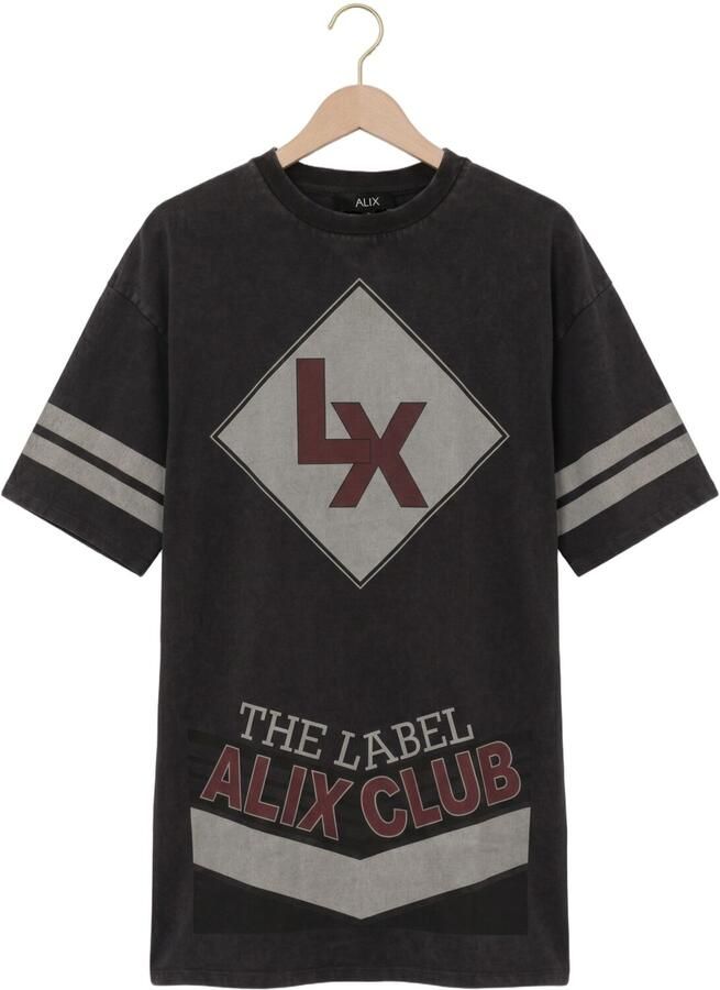 ALIX THE LABEL Dames Tops & T-shirts Ladies Knitted Sporty T-shirt Dress Donkergrijs - Foto 2