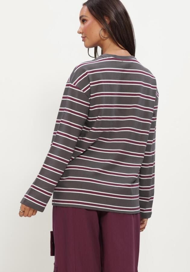 ALIX THE LABEL Dames Tops & T-shirts Ladies Knitted Stripe Longsleeve T-shirt Donkergrijs - Foto 3