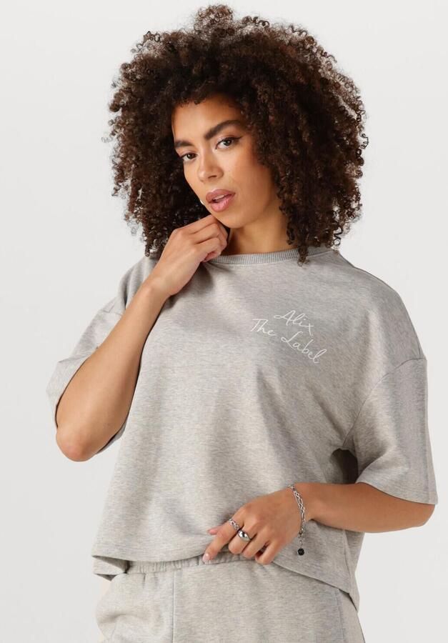 ALIX THE LABEL Dames Tops & T-shirts Ladies Knitted Sweat T-shirt Lichtgrijs - Foto 4