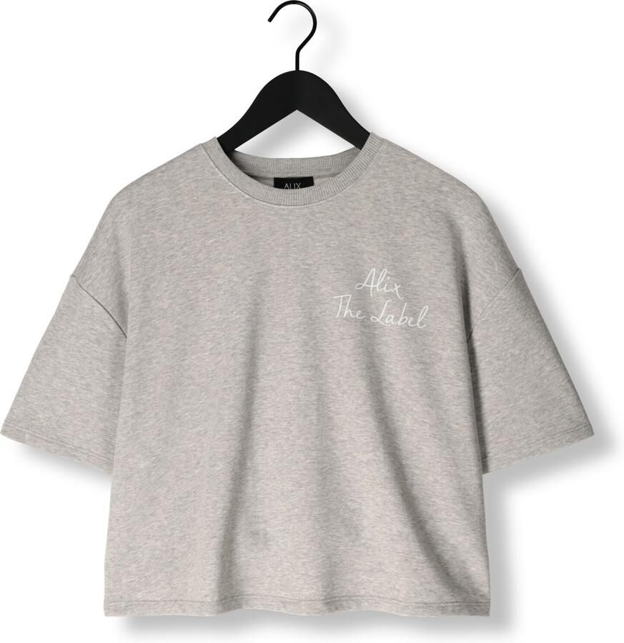 ALIX THE LABEL Dames Tops & T-shirts Ladies Knitted Sweat T-shirt Lichtgrijs