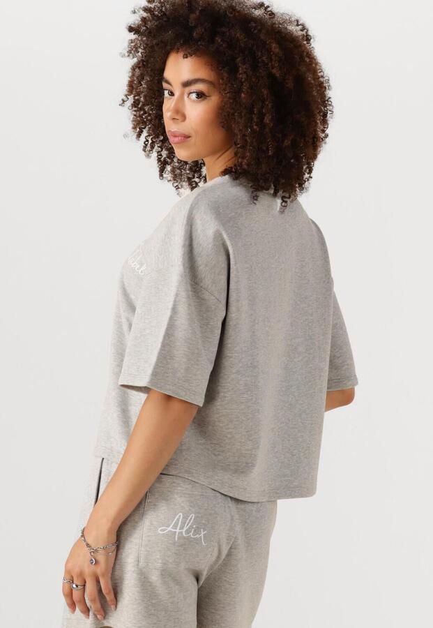 ALIX THE LABEL Dames Tops & T-shirts Ladies Knitted Sweat T-shirt Lichtgrijs - Foto 3