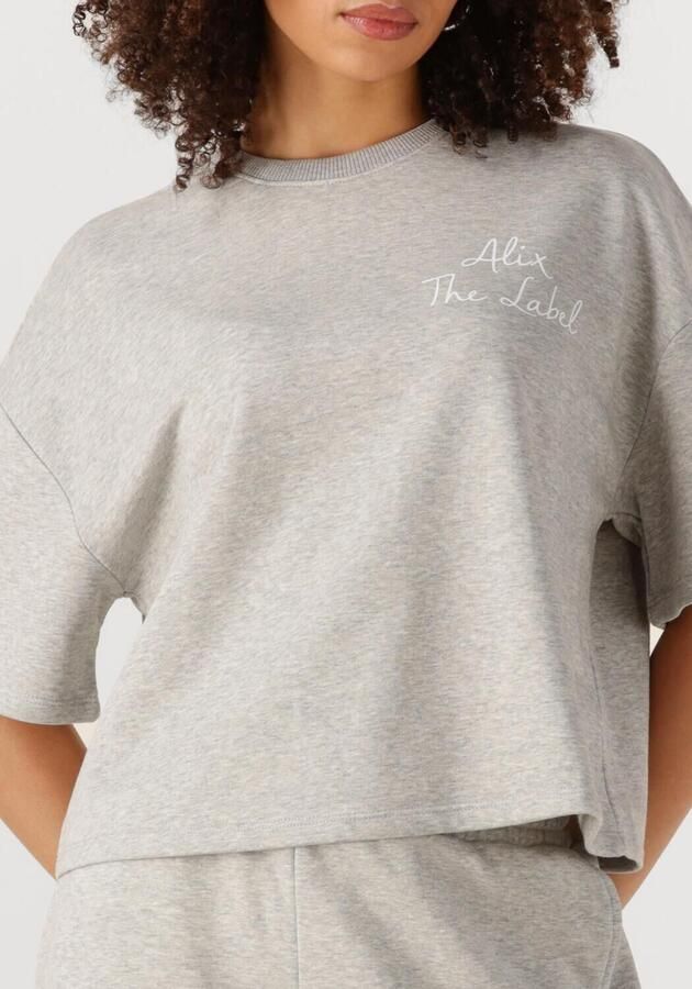 ALIX THE LABEL Dames Tops & T-shirts Ladies Knitted Sweat T-shirt Lichtgrijs - Foto 2