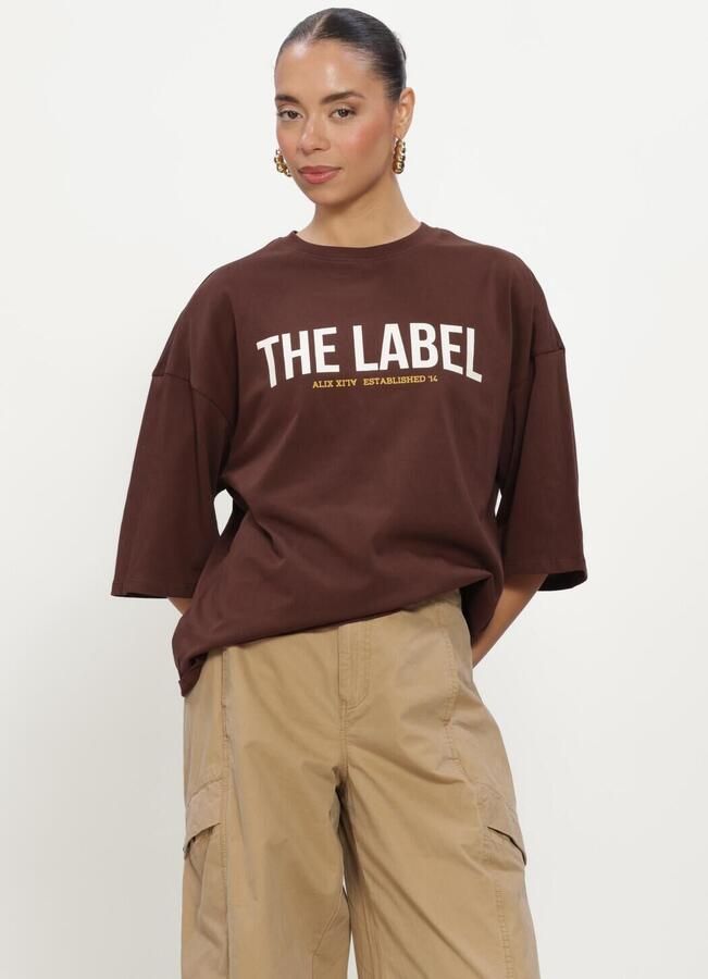 ALIX THE LABEL Dames Tops & T-shirts Ladies Knitted The Label Oversized T-shirt Bruin
