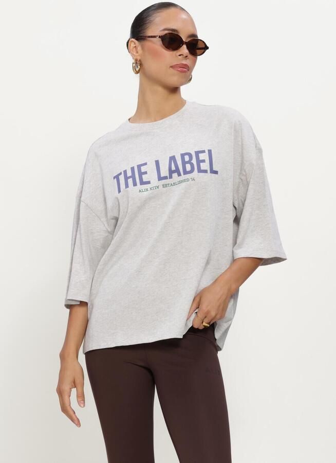 ALIX THE LABEL Dames Tops & T-shirts Ladies Knitted The Label Oversized T-shirt Lichtgrijs