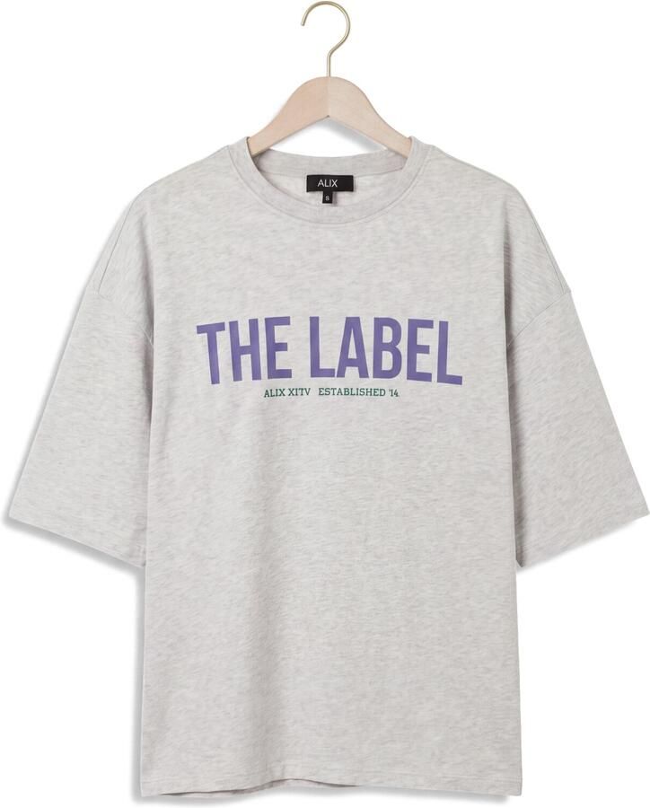 ALIX THE LABEL Dames Tops & T-shirts Ladies Knitted The Label Oversized T-shirt Lichtgrijs - Foto 2